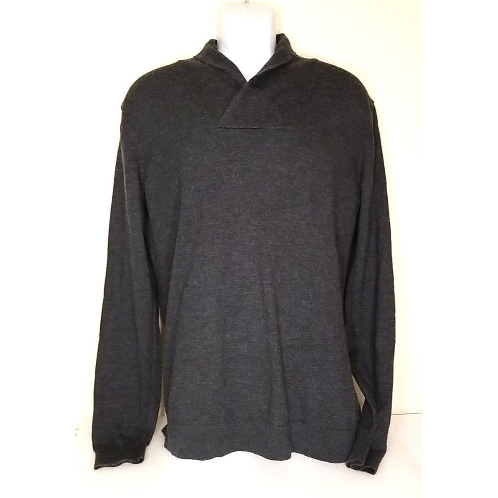 Armani Exchange XL Sweater Merino 100% Wool Gray V-Neck Mens Knit    T23
